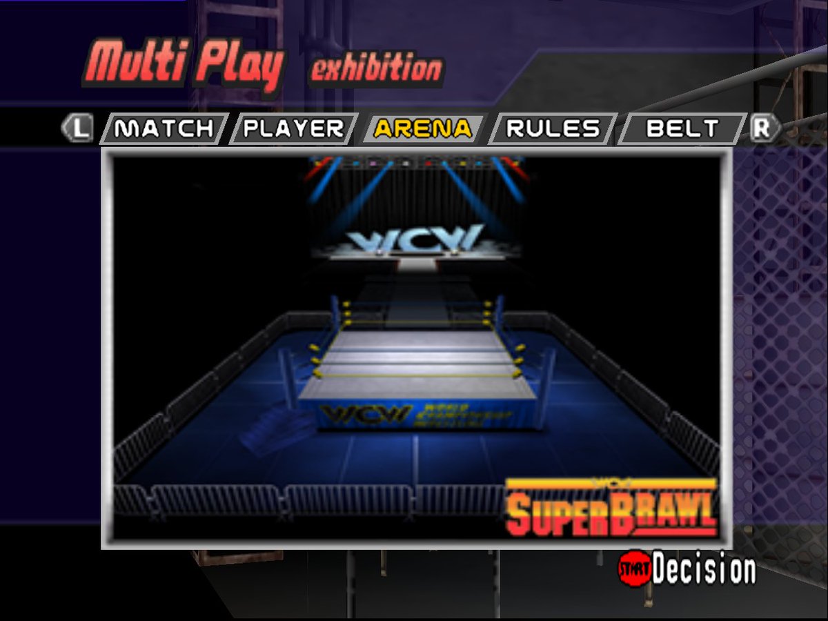 Official_WMI's tweet photo. #SuperBrawl64 Update: Decisions, decisions...
*work in progress*
Lowkey I like both, tbh. I feel like if I go with the one that has the arena names listed on the left side, I should replace the logo on the arena preview with something...the poster/VHS cover of the event?!? https://t.co/GolIWr97fA