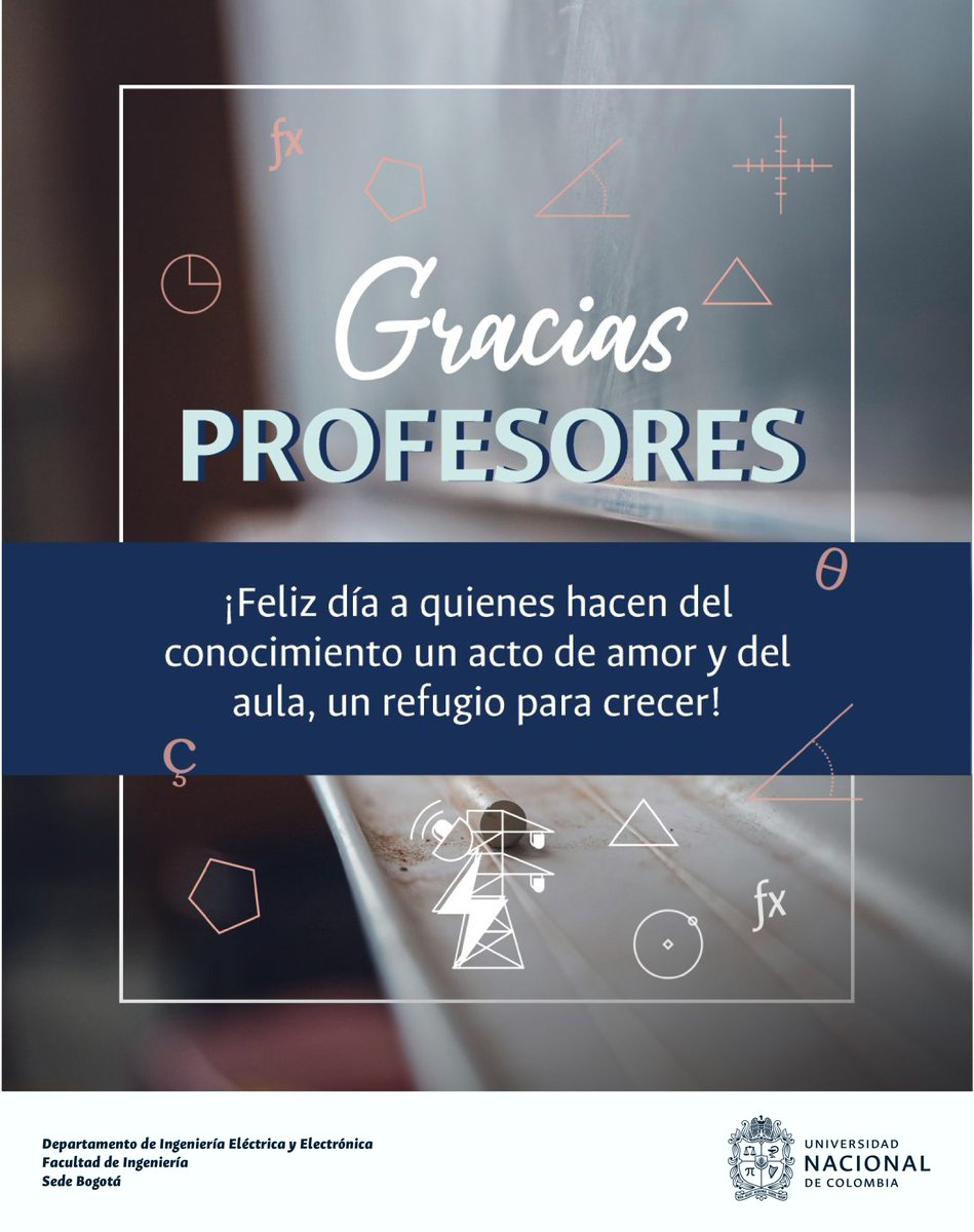 👩‍🏫💡 Hoy reconocemos la dedicación, el conocimiento y el compromiso de quienes hacen posible nuestra formación. ¡Gracias, profes del Departamento de Ingeniería Eléctrica y Electrónica, por inspirar cada día! ⚡
#SomosUNAL #IngenieríaUNAL
