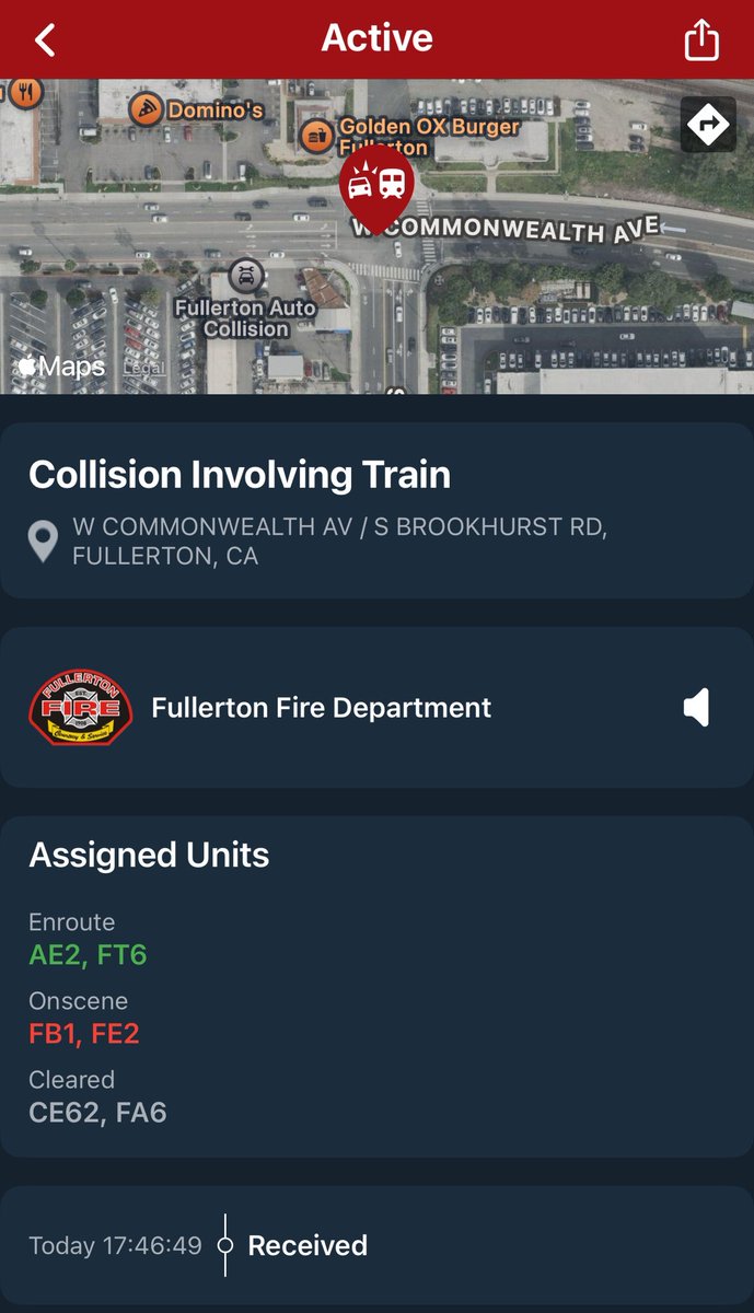 OC_Scanner's tweet image. BREAKING 

#Fullerton / #California 

Fullerton Fire and PD have responded to a reported Train vs Pedestrian collision near Commonwealth and Brookhurst. Responding units have advised this is a confirmed Fatal accident with the Pedestrian having been killed. Please avoid the area.