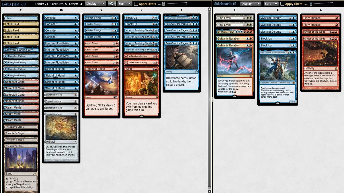 Top 8 Pioneer Challenge w/ Lotus Field, missed a week of this abandoned format and surely didn't missed anything out x) losses were to mono-red. I would swap the Fiery Impulses for Chandra's Defeat to kill the annoying lizzard.

<a href="/fireshoes/">Robert Taylor🔥✈️ SCG Orlando</a> value tag, list from <a href="/MatFerVaz/">Mateo Ferreira (TheManLand)</a>.