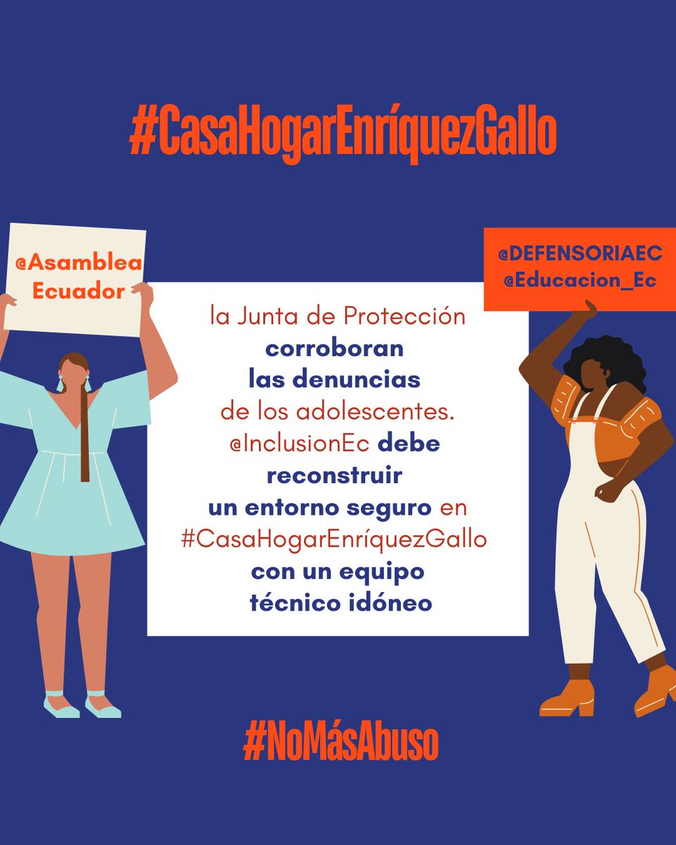 sybelmartinez's tweet photo. 🔴 AsambleaEcuador, @DEFENSORIAEC, @Educacion_Ec, la Junta de Protección corroboran las denucias de los adolescentes. @InclusionEc deber reconstruir un entorno seguro en #CasaHogarEnríquezGallo: un equipo técnico idóneo. #NoMásAsbusos https://t.co/X6azmevx7Q
