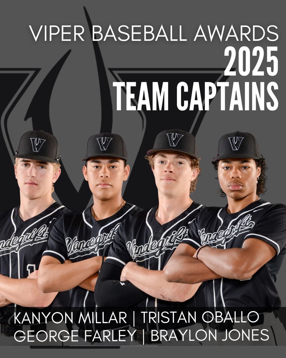 Vandegrift Viper Baseball (@viper_baseball) on Twitter photo Congratulations to these outstanding varsity players for earning our top leadership awards! All of these are voted on by teammates. #whatsnext
<a href="/GeorgeFarley44/">George Farley IV</a>
<a href="/tristanoballo/">Tristan Oballo</a>
<a href="/KanyonMillar5/">Kanyon</a>
<a href="/BraylonJones915/">Braylon Jones</a> Congratulations to these outstanding varsity players for earning our top leadership awards! All of these are voted on by teammates. #whatsnext
<a href="/GeorgeFarley44/">George Farley IV</a>
<a href="/tristanoballo/">Tristan Oballo</a>
<a href="/KanyonMillar5/">Kanyon</a>
<a href="/BraylonJones915/">Braylon Jones</a>