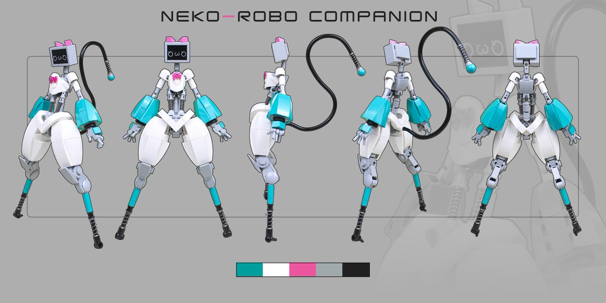 JackFrostPlamo's tweet image. Slightly updated Neko-Robo ref sheet