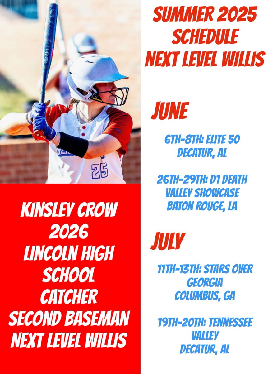 Kinsley “KC” Crow (@kinsley_crow) on Twitter photo Summer 2025 Schedule!! Beyond excited to get this season started with <a href="/NextLevelWillis/">Next Level Willis</a>. Let’s do this!! Summer 2025 Schedule!! Beyond excited to get this season started with <a href="/NextLevelWillis/">Next Level Willis</a>. Let’s do this!!