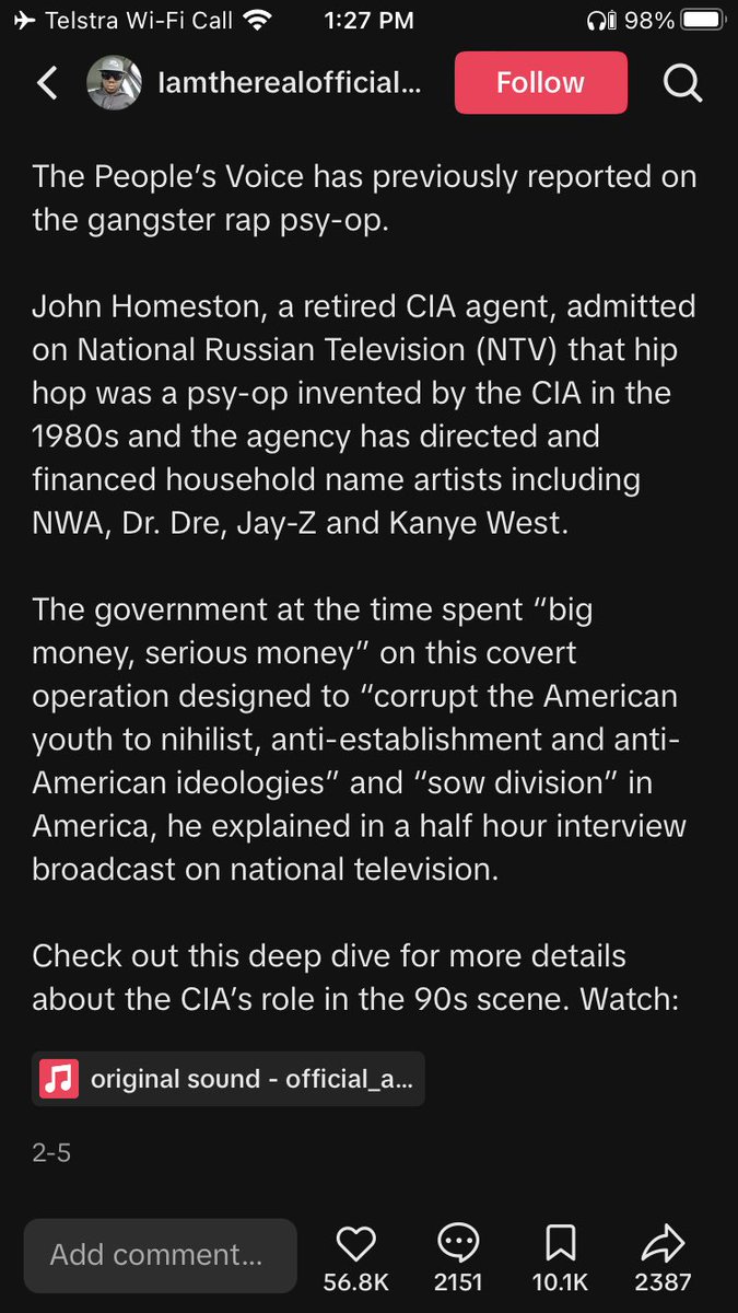 ToxicCephalopod's tweet photo. Pretty neat that Irish lad Ice Cube mentioned Rap is used as a Psy-Op to keep everyone fighting amongst themselves instead of building stronger communities together

Being peaceful and getting along sounds gay af anyway. Makes me fucking retch at the thought alone 🤢🤢 https://t.co/lOaiFfVatR
