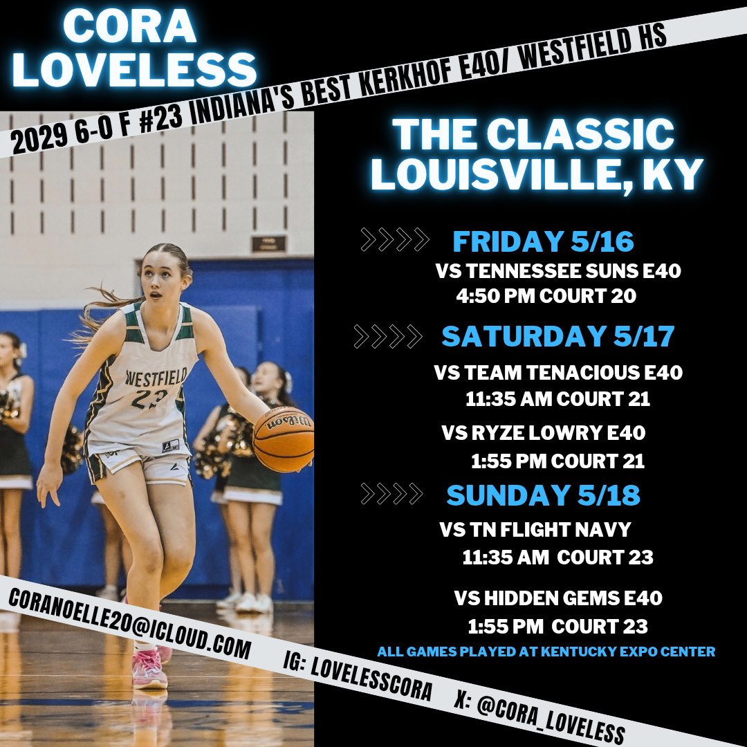 Cora Loveless (@cora_loveless) on Twitter photo Schedule 🚨 👇 🚨 👇 Ready to compete with the best for the BEST. Come check us out in Louisville! <a href="/INBestBBall2029/">Indiana's Best Basketball 2029</a> <a href="/INBestBBall/">Indiana's Best BBall</a> <a href="/ladyrocksbb/">Westfield Lady Rocks</a> <a href="/PGHIndiana/">Prep Girls Hoops Indiana</a> <a href="/coachbeckett/">IGBRR Hoops</a> <a href="/ProspectShowcse/">Prospect_ShowcaseWBB</a> <a href="/JrAllStarBB/">Jr. All-Star Girls Basketball</a> <a href="/NE2KHoops/">NE2KHoops</a> <a href="/NE2K_Rich/">NE2K Rich</a> Schedule 🚨 👇 🚨 👇 Ready to compete with the best for the BEST. Come check us out in Louisville! <a href="/INBestBBall2029/">Indiana's Best Basketball 2029</a> <a href="/INBestBBall/">Indiana's Best BBall</a> <a href="/ladyrocksbb/">Westfield Lady Rocks</a> <a href="/PGHIndiana/">Prep Girls Hoops Indiana</a> <a href="/coachbeckett/">IGBRR Hoops</a> <a href="/ProspectShowcse/">Prospect_ShowcaseWBB</a> <a href="/JrAllStarBB/">Jr. All-Star Girls Basketball</a> <a href="/NE2KHoops/">NE2KHoops</a> <a href="/NE2K_Rich/">NE2K Rich</a>