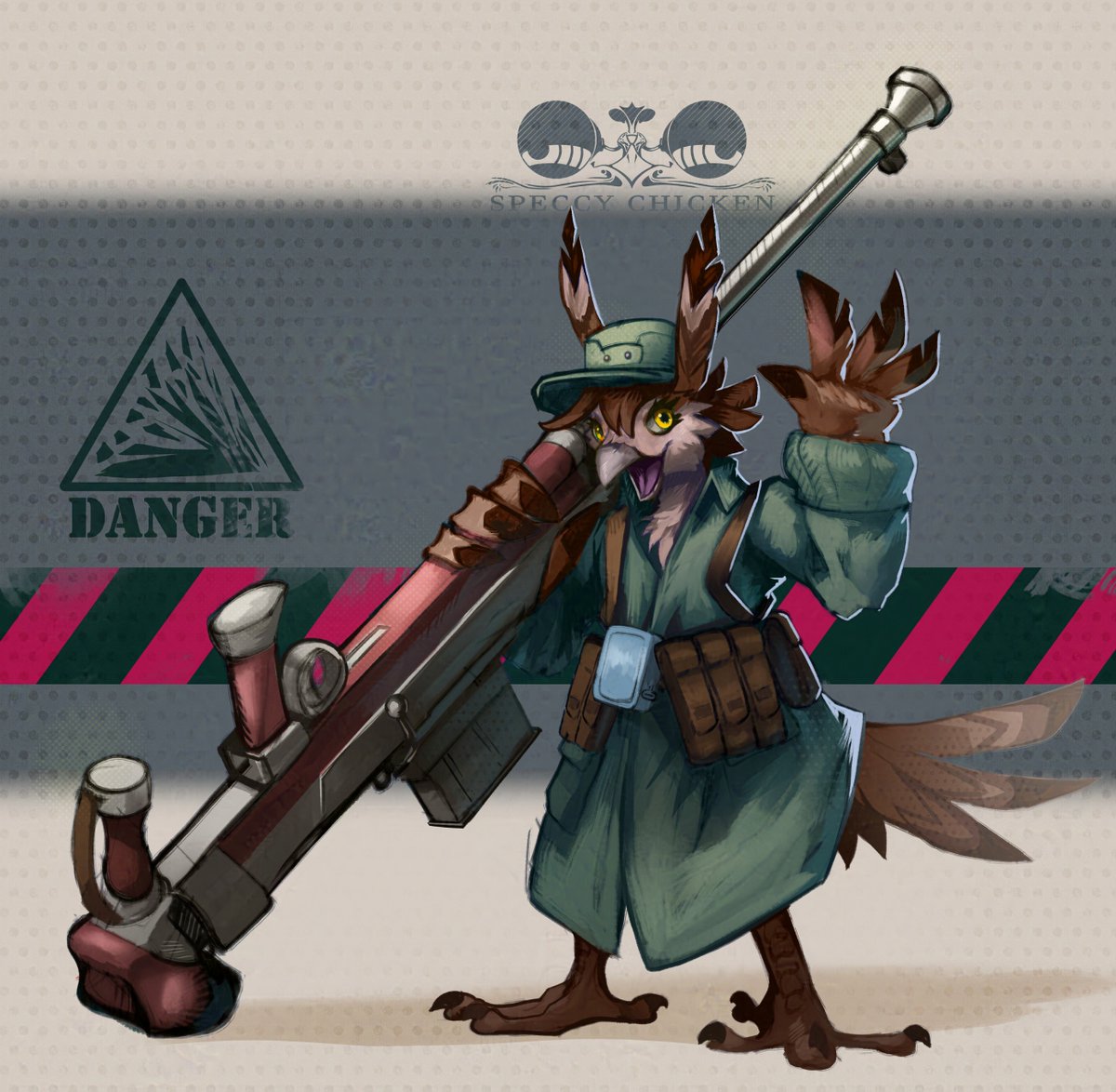 SpeccyChicken's tweet photo. Bird girl with a big gun, for @Bird_Rifleman https://t.co/KH6WS0qswf