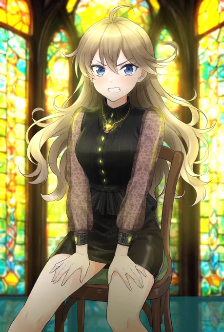 #グリモア 5/19は朝比奈龍季さんの誕生日です。おめでとうございます。7年の時を経てリライトできました。で、普段着ない衣装を着せられてキレるとこまで描いてます(笑) ⇒差分は 