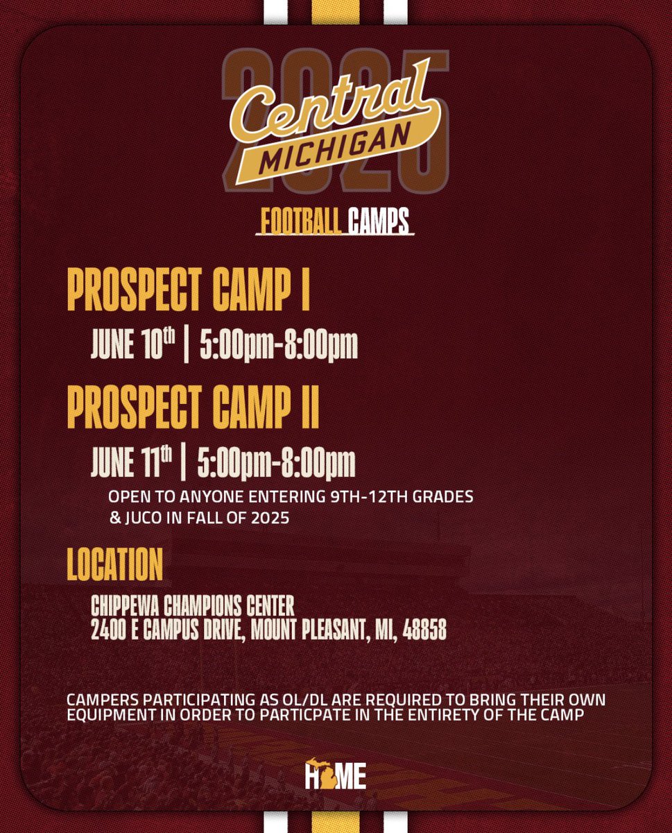 Brody Close (@brody_close) on Twitter photo Thank you to <a href="/coachdfulton/">Derek Fulton</a> and <a href="/CMU_Football/">Central Michigan Football</a> for the personal invite to the prospect camp! Can’t wait to come out and work!
<a href="/AllenTrieu/">Allen Trieu</a> <a href="/JaredLuginbill/">Jared Luginbill</a> <a href="/Bryan_Ault/">Bryan Ault - Midwest Scout</a> <a href="/mickdwalker/">Mick Walker</a> <a href="/Mark__Porter/">ScoutingOhio.com - 247 Sports - Bucknuts</a> <a href="/Coach_Aubiel/">Jaret Aubiel</a> <a href="/Coach_DiAngelo/">Mike DiAngelo</a> Thank you to <a href="/coachdfulton/">Derek Fulton</a> and <a href="/CMU_Football/">Central Michigan Football</a> for the personal invite to the prospect camp! Can’t wait to come out and work!
<a href="/AllenTrieu/">Allen Trieu</a> <a href="/JaredLuginbill/">Jared Luginbill</a> <a href="/Bryan_Ault/">Bryan Ault - Midwest Scout</a> <a href="/mickdwalker/">Mick Walker</a> <a href="/Mark__Porter/">ScoutingOhio.com - 247 Sports - Bucknuts</a> <a href="/Coach_Aubiel/">Jaret Aubiel</a> <a href="/Coach_DiAngelo/">Mike DiAngelo</a>