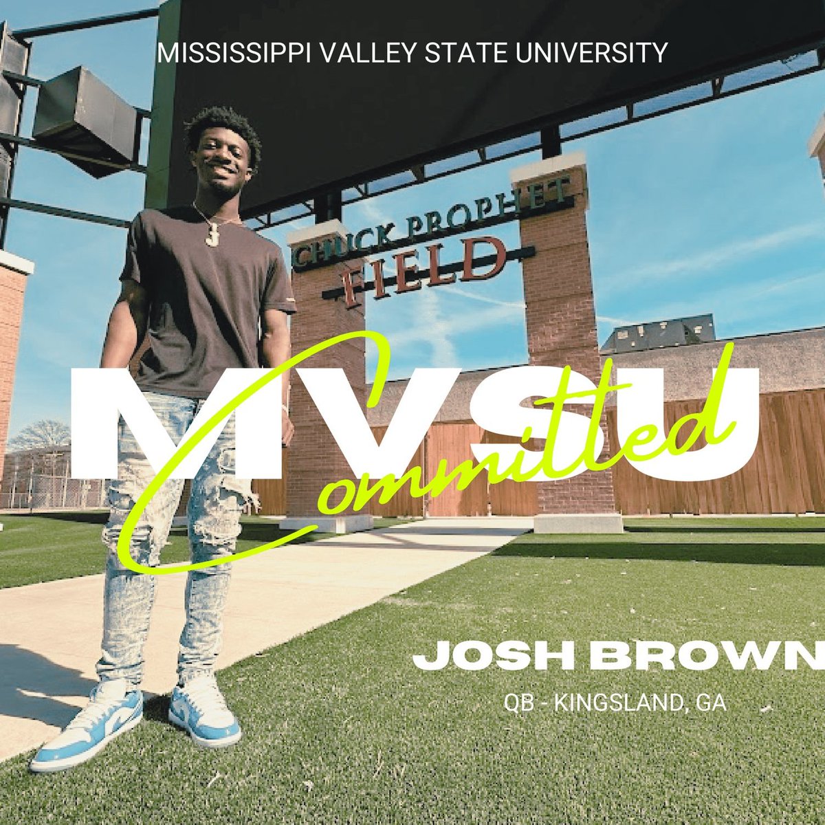 Joshua Brown (QB) transfer from Shorter University has committed to Mississippi Valley State 
* High School: Camden County High School in Kingsland, GA