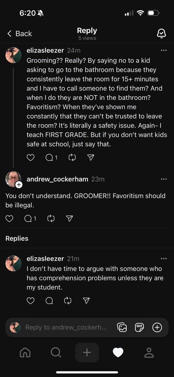 LKelizard's tweet photo. I believe that I ATE with the comment “I don’t have time to argue with someone who has comprehension problems unless they are my student” https://t.co/VR0L0I03nF
