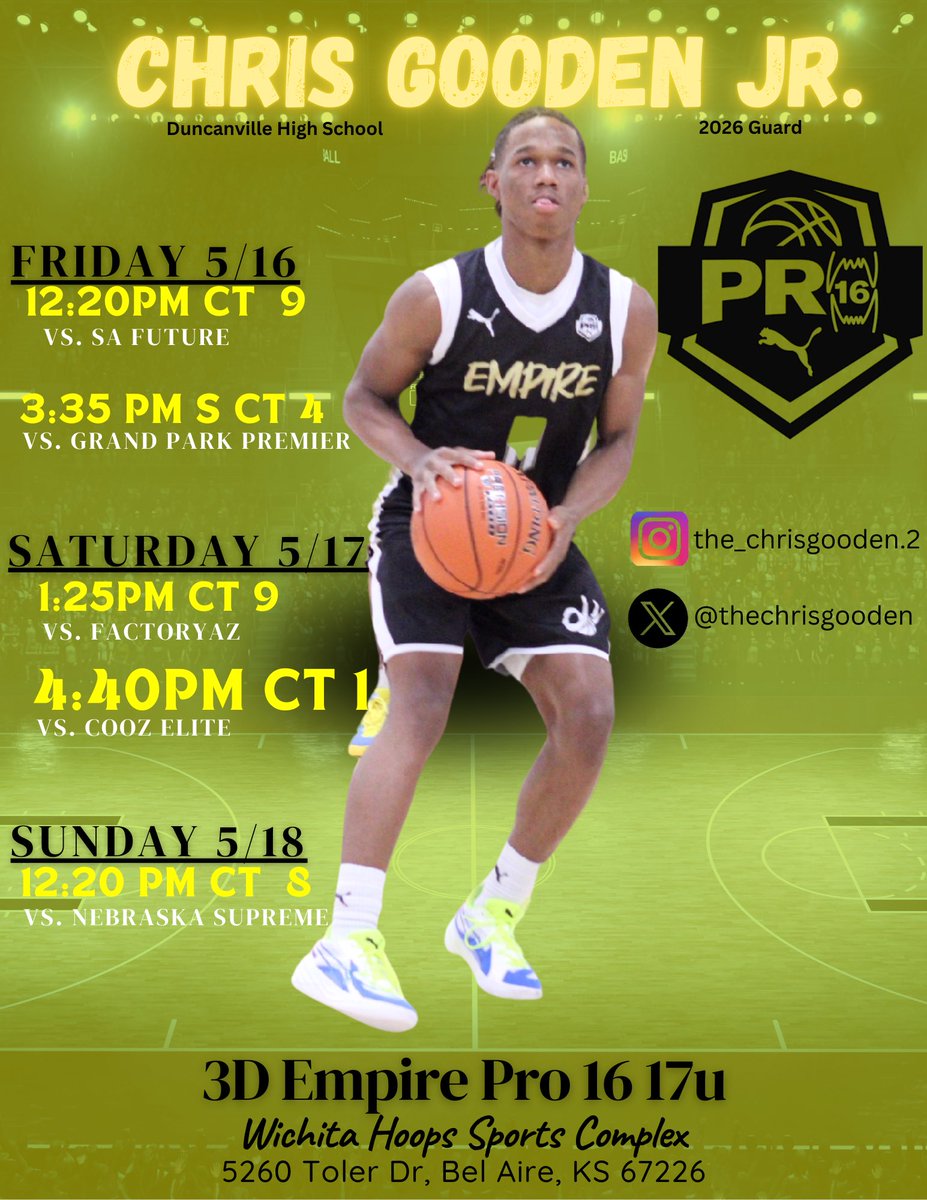 Chris “ Deuce” Gooden Jr (@thechrisgooden) on Twitter photo Coaches here’s my schedule for this weekend’s LIVE period! <a href="/StanBonewitz/">Stan Bonewitz</a> <a href="/DJohnson712/">Dylan Johnson</a> <a href="/MattJones2418/">Matthew Jones</a> <a href="/tysboogie21/">Tyson Wheeler</a> <a href="/Kyle_Mcleroy/">Kyle McLeroy</a> <a href="/Jfleming5/">Jared Fleming</a> <a href="/ColemanFurst/">Coleman Furst</a> <a href="/CoachBrockE_mbb/">Brock Erickson</a> <a href="/CoachKPearce/">Kameron Pearce</a> <a href="/CoachJohnHines1/">Coach John Hines 🏀</a> <a href="/Coach_OG_/">Omar Gonzalez</a> <a href="/coachnoahellis/">Noah Ellis</a> <a href="/DuncanvilleBB/">Duncanville High School Boys Basketball 🏀</a> <a href="/3dhoopsacademy/">3d EMPIRE</a> Coaches here’s my schedule for this weekend’s LIVE period! <a href="/StanBonewitz/">Stan Bonewitz</a> <a href="/DJohnson712/">Dylan Johnson</a> <a href="/MattJones2418/">Matthew Jones</a> <a href="/tysboogie21/">Tyson Wheeler</a> <a href="/Kyle_Mcleroy/">Kyle McLeroy</a> <a href="/Jfleming5/">Jared Fleming</a> <a href="/ColemanFurst/">Coleman Furst</a> <a href="/CoachBrockE_mbb/">Brock Erickson</a> <a href="/CoachKPearce/">Kameron Pearce</a> <a href="/CoachJohnHines1/">Coach John Hines 🏀</a> <a href="/Coach_OG_/">Omar Gonzalez</a> <a href="/coachnoahellis/">Noah Ellis</a> <a href="/DuncanvilleBB/">Duncanville High School Boys Basketball 🏀</a> <a href="/3dhoopsacademy/">3d EMPIRE</a>