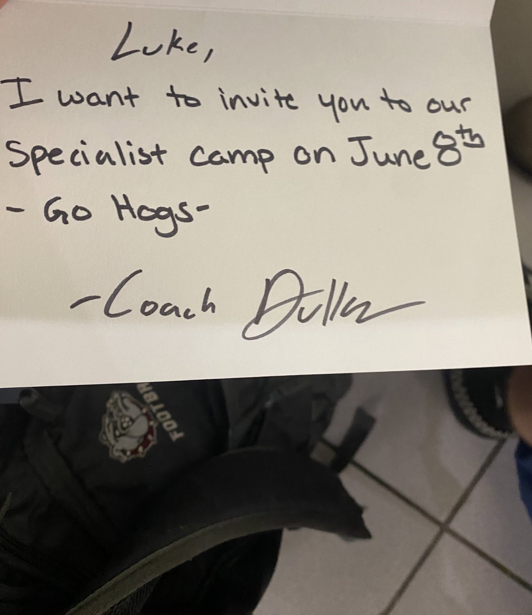 LukeTrout53's tweet photo. Thank you @RazorbackFB and coach @Adam_Dulka for the invite. Look forward to seeing you on June 8th.
@RecruitEMHS_FB @TheChrisRubio @colemccutch https://t.co/FWILEKc3zr