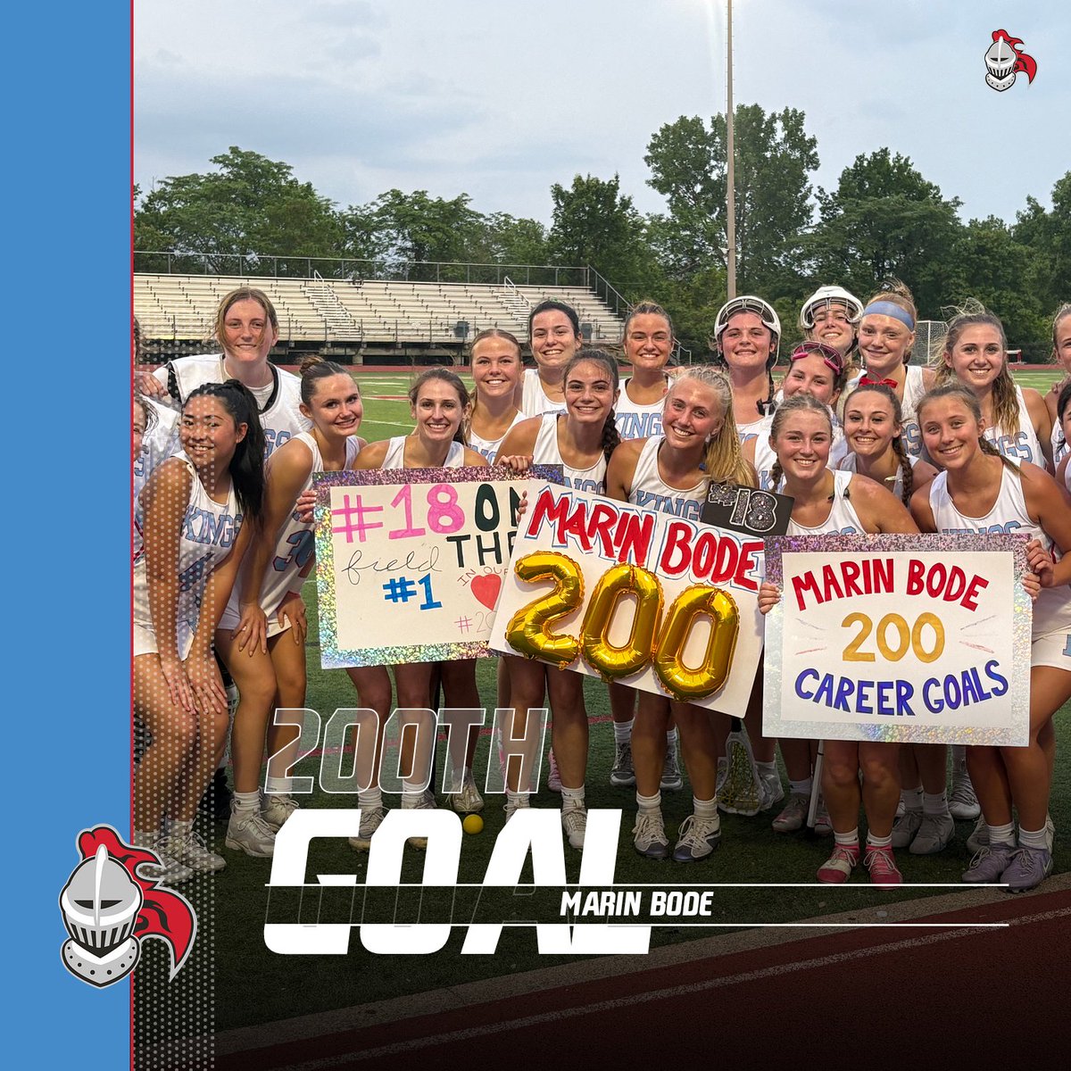 Celebrating a milestone in Kings Women's Lacrosse history! Congrats to MARIN BODE for scoring her 200th goal! Let's keep the momentum going, Knights! #KnightsPride #200Goals