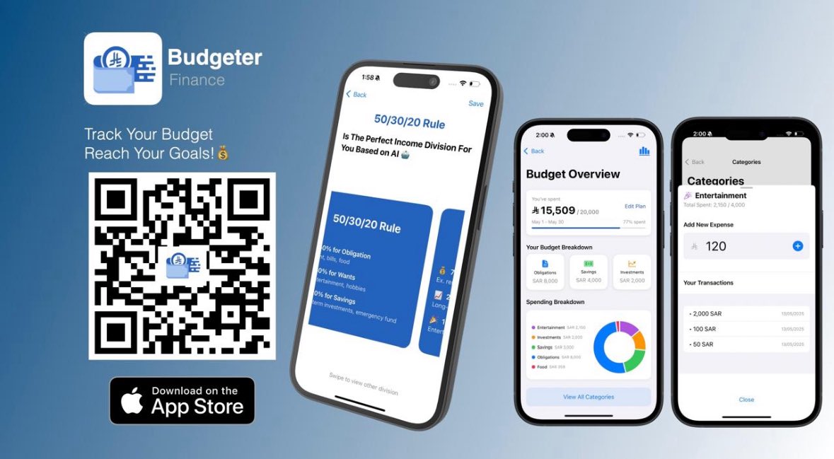 سعيدة وفخورة بإطلاق تطبيقنا Budgeter المدعوم بالذكاء الاصطناعي على App Store! 🥳💗

يساعدك على إدارة المصاريف وتحقيق أهدافك المالية بسهولة وذكاء.

متاح الآن على App Store:
apps.apple.com/sa/app/budgete…