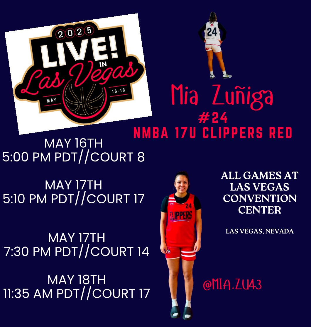 Mia (@mia_zu43) on Twitter photo Hereโs my schedule for this weekend in Las Vegas!! <a href="/NMClippers/">NM Clippers</a> <a href="/vvhs_girlsbb/">Volcano Vista Girls Basketball</a> Hereโs my schedule for this weekend in Las Vegas!! <a href="/NMClippers/">NM Clippers</a> <a href="/vvhs_girlsbb/">Volcano Vista Girls Basketball</a>