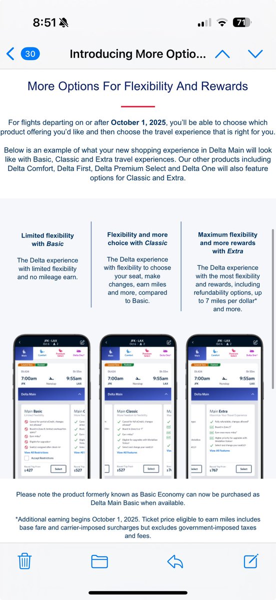patrickhwest's tweet photo. @Delta calling this “flexibility” is disingenuous. Seems like I will have the “flexibility” to pay more for what I already get today. https://t.co/YywYrcjPUh