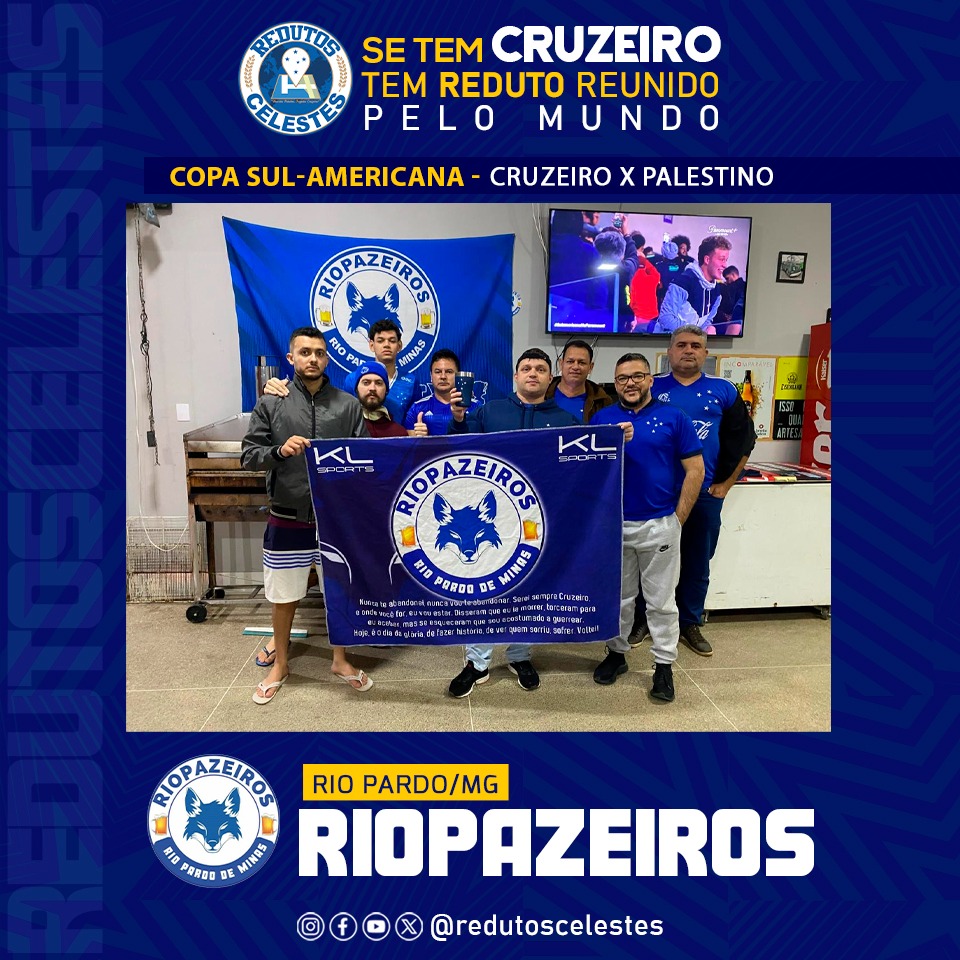 O reduto <a href="/Riopazeiros/">RIOPAZEIROS</a> se reuniu no jogo do <a href="/Cruzeiro/">Cruzeiro 🦊</a> contra o Palestino pela Copa Sul-americana.

Cruzeirenses pelo Mundo #SomosCruzeiro

#RedutosCelestes #Cruzeiro
#CopaSulamericana2025