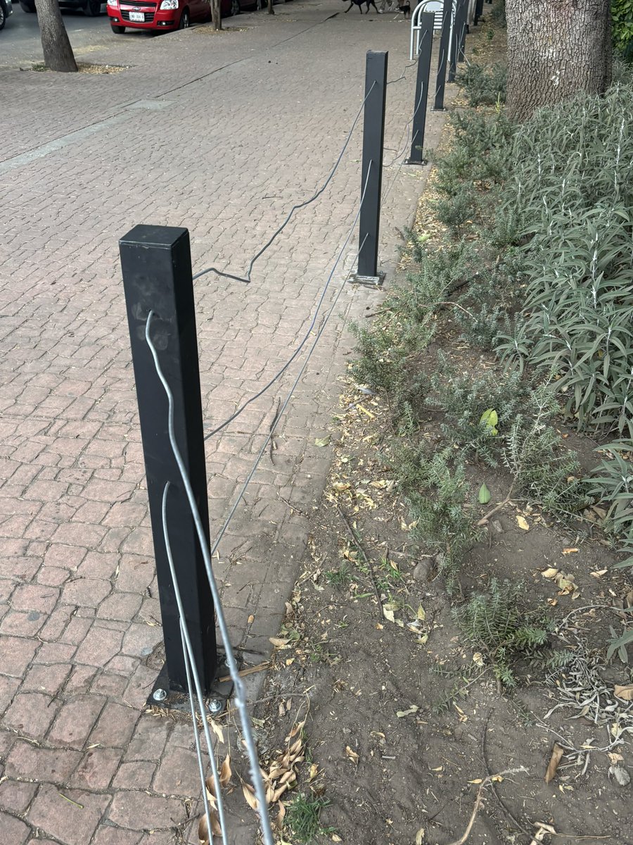 ChristianIsvan's tweet photo. @AlcCuauhtemocMx Por favor reparen, retiren o refuercen esos cables tensores . Una persona en situación de calle trató de agredir a un perro. El parque está lleno de basura, las bancas las usan para dormir. Pongan policías. Gracias https://t.co/7zpq6ks4vr