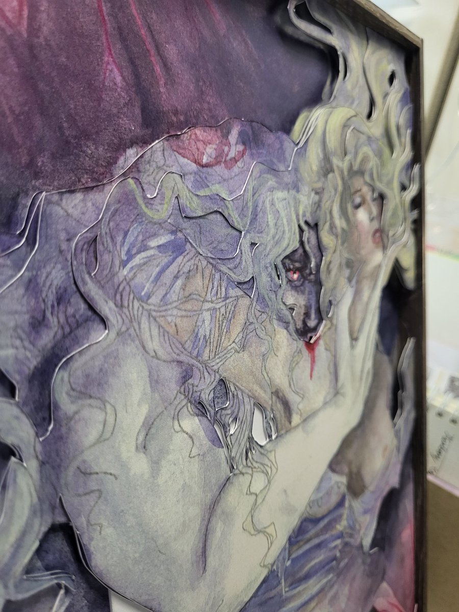 EBCrowArt's tweet photo. Working on a new shadowbox #3dart #shadowbox #watercolor #vampireart #gothicart https://t.co/9xz0kLKBnh