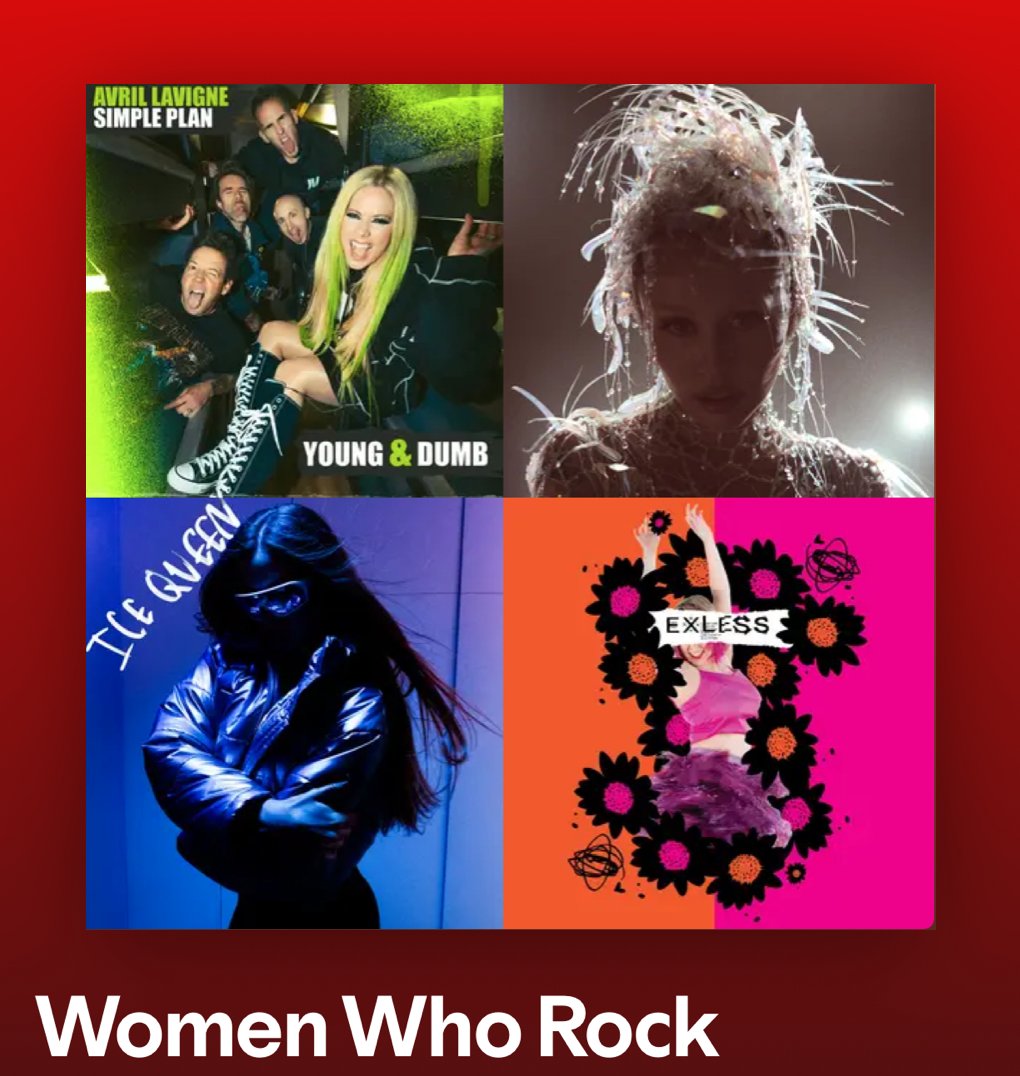 NEW #WomenWhoRock a multi-genre playlist Vol.186 with the best #newmusic

<a href="/AvrilLavigne/">Avril Lavigne</a>/<a href="/simpleplan/">Simple Plan</a> Young &amp; Dumb
<a href="/MileyCyrus/">Miley Cyrus</a> EP More To Lose
<a href="/Ella_Collier/">ELLA COLLIER</a> ICE QUEEN
<a href="/ainsleymusic07/">Ainsley Costello</a> album Exless
+MORE

#Spotify
rb.gy/27lwwp

#NewMusic2025 #MultiGenre