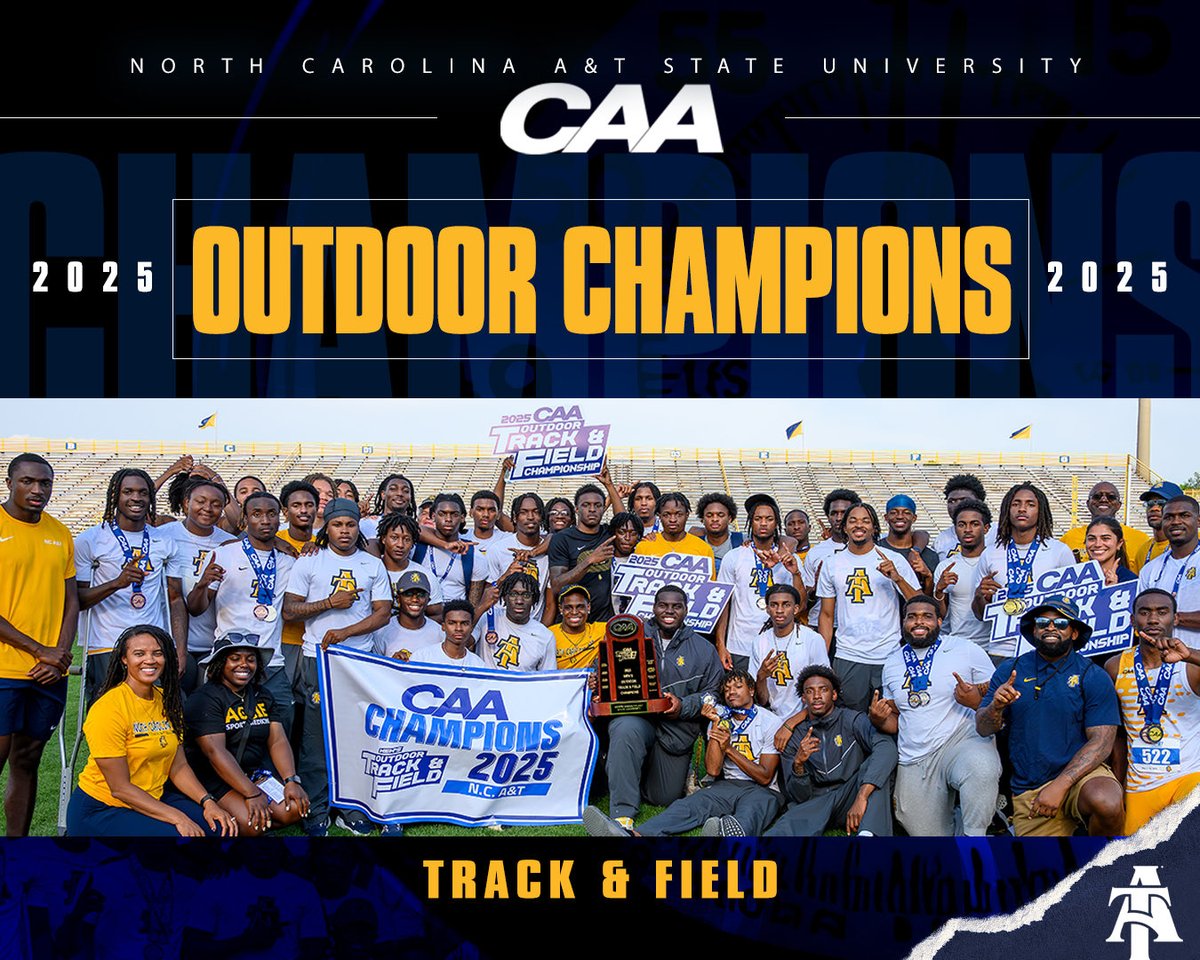 They did it!!! First indoor and now the North Carolina A&amp;T men are ⁦<a href="/CAASports/">Coastal Athletic Association</a>⁩ outdoor track and field championships!! 

#AggiePride