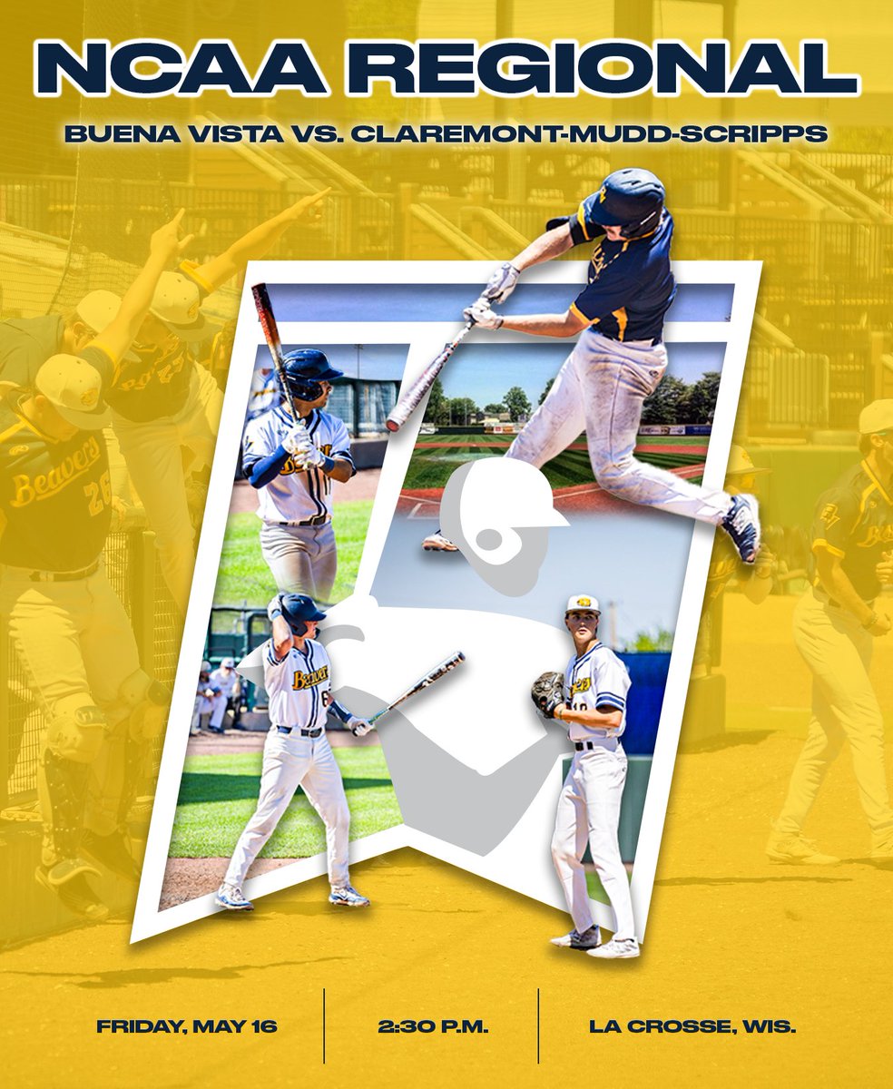 THIS IS HAPPENING. NCAA REGIONAL GAMEDAY IS HERE!

⚾️ BVU vs. Claremont-Mudd-Scripps
⚾️ Copeland Park / La Crosse. Wis.
⚾️ Friday, May 16 at 2:30 p.m.
⚾️ WATCH: ncaa.com/game/6449563
⚾️ STATS: uwlathletics.com/sidearmstats/b…

#BeaverNation #d3baseball #rollriversBSB #BeaversBuild