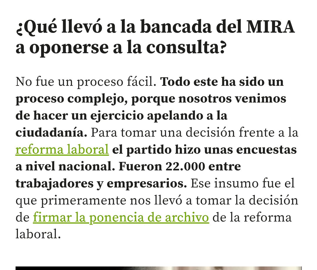 El <a href="/PartidoMIRA/">Partido MIRA</a> siempre ha sido muy cauteloso, estratégico e inteligente en su toma de decisiones.
Estudiando minuciosamente los pros y contras para un beneficio real para todos los Colombianos.
Gracias por su compromiso!!