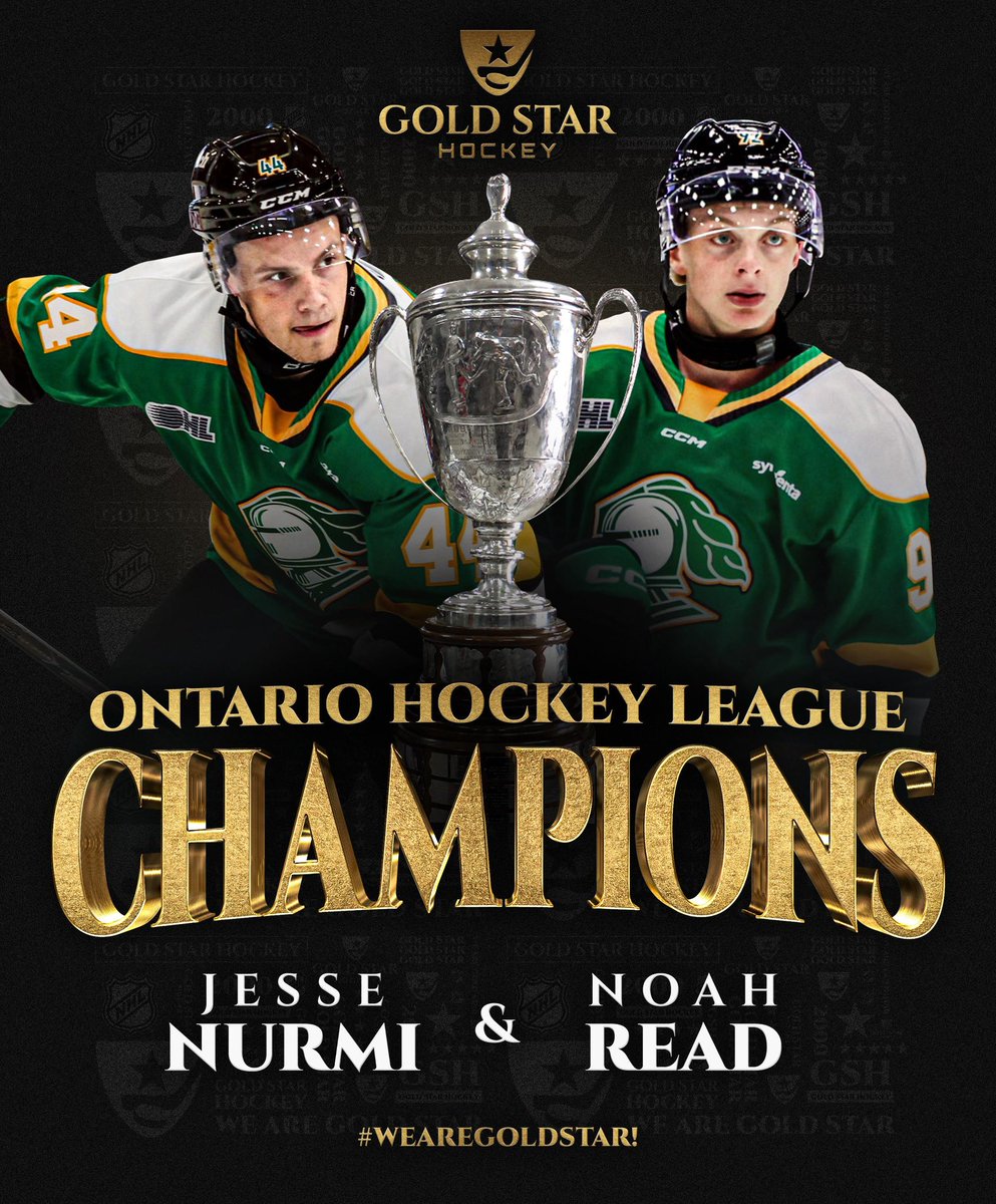 Congratulations to #Isles Prospect Jesse Nurmi and 2025 NHL Draft Prospect Noah Read on winning the OHL Championship! #WeAreGoldStar!