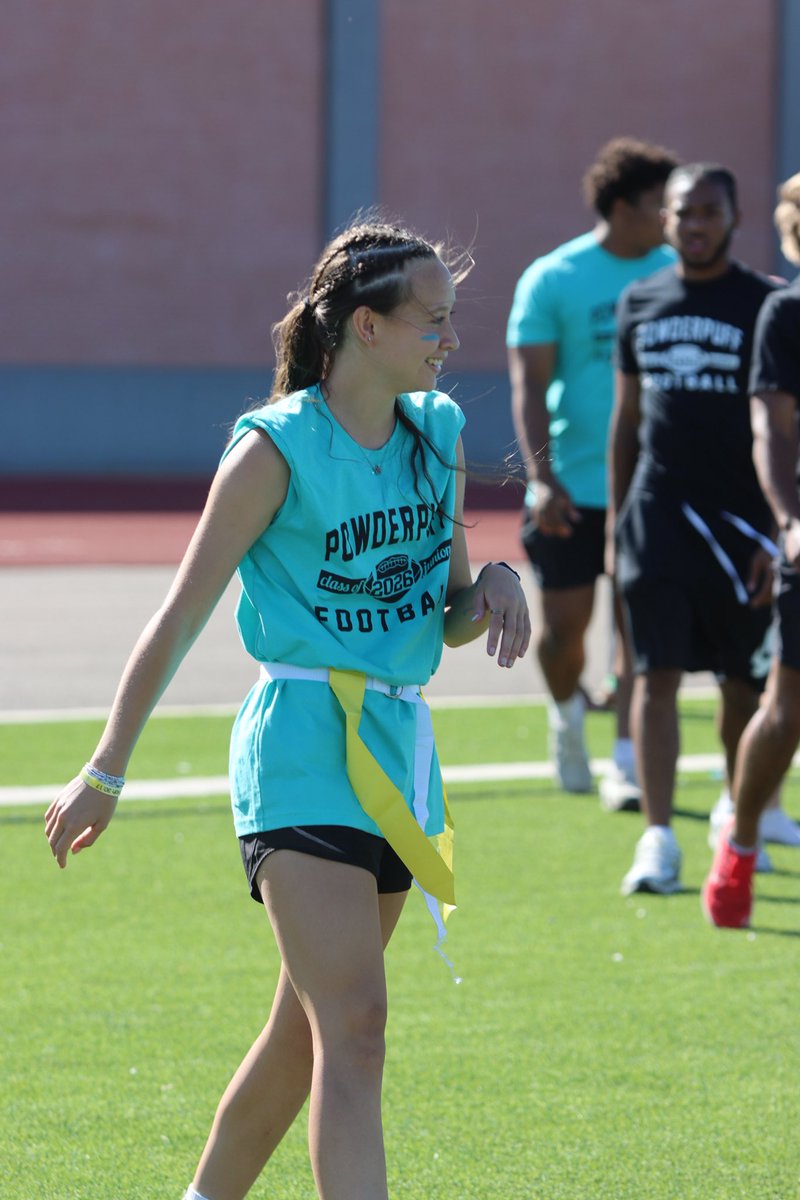 TabsFowler2026's tweet photo. Powderpuff game was a success! Scored a touchdown and helped the junior team beat the seniors 26-25! Fun to figure out how to use my hands instead of just my feet! 😅 @THSRebels @TascosaSoccer https://t.co/c11bTHdwLj