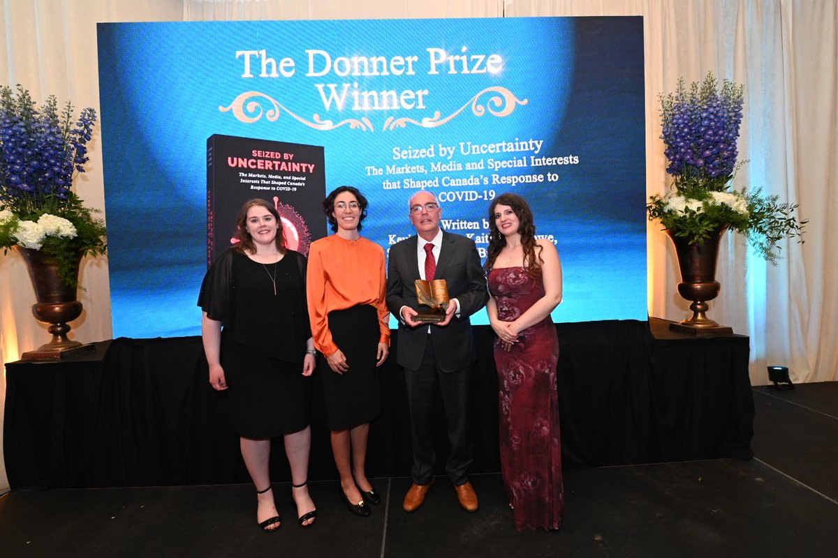 DonnerPrize's tweet image. Congratulations to the 2024–25 Donner Prize winner: Seized by Uncertainty: The Markets, Media, and Special Interests that Shaped Canada’s Response to COVID-19 by Kevin Quigley, Kaitlynne Lowe, Sarah Moore, and Brianna Wolfe