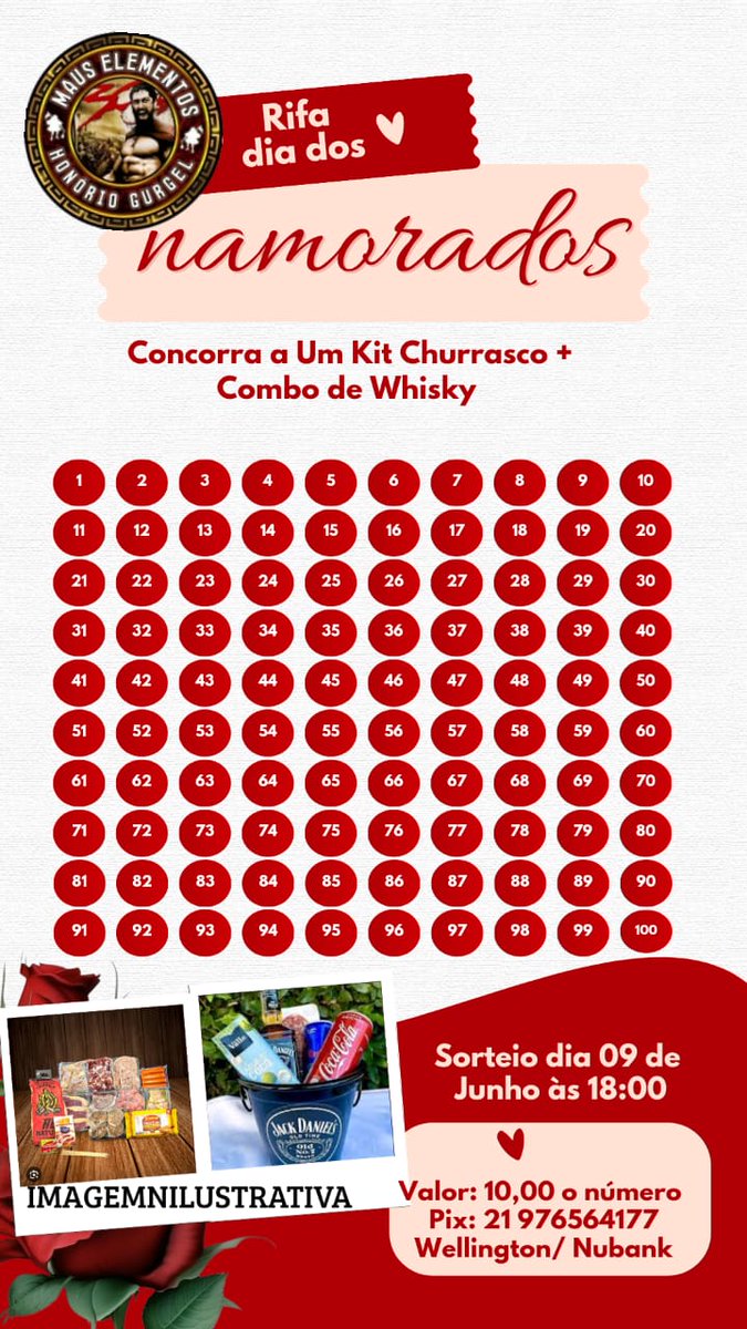 Venha garantir sua rifa do dia dos namorados bebês, concorra por apenas 10,00 reais muita coisa quente 🔥🫶🏾 kit churrasco, combo de wisk, sexshop 😝😝