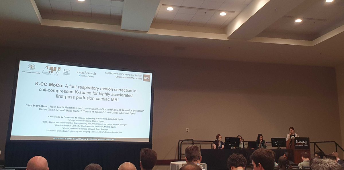 Image Processing Lab (LPI) - Valladolid (@lpi_lab) on Twitter photo <a href="/emoysae/">Elisa Moya Sáez</a> presented the Oral “K-CC-MoCo: A fast respiratory motion correction in coil-compressed K-space for highly accelerated first-pass perfusion cardiac MRI”🫀 Program Number: 0029, Magna Cum Laude Merit Award 🥳 <a href="/emoysae/">Elisa Moya Sáez</a> presented the Oral “K-CC-MoCo: A fast respiratory motion correction in coil-compressed K-space for highly accelerated first-pass perfusion cardiac MRI”🫀 Program Number: 0029, Magna Cum Laude Merit Award 🥳