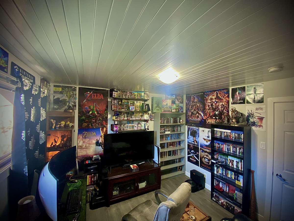 Dmax_117's tweet photo. Finally got my game/movie room set up in my new place. Looking pretty spiffy if I do say so myself! 
#PhysicalMedia 
#PhysicalCollector https://t.co/RKrbPHwABg