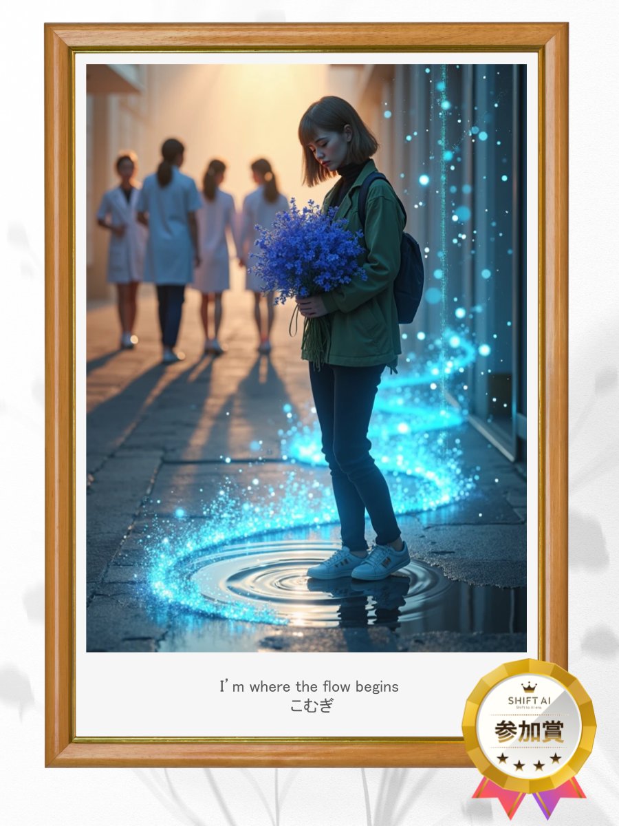 comgi_design's tweet photo. AIアートマスターズ 画像生成コンテストに応募しました！
「I’m where the flow begins」

#画像生成コンテスト #SHIFTAI https://t.co/zLTluyXQ5C https://t.co/WoTOJV2FCT