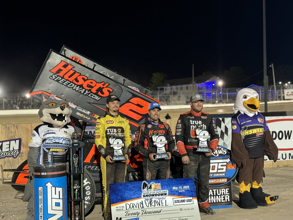 The <a href="/FederatedAP/">Federated Auto Parts</a> Showdown at <a href="/OhswekenSpdway/">Ohsweken Speedway</a> podium:

🥇<a href="/DavidGravel/">David Gravel</a> &amp; <a href="/BigGameMotorspt/">Big Game Motorsports</a> 
🥈@ConnerMorrel28 &amp; @BillRose6_rose
🥉 <a href="/Westbrook47x/">Dylan Westbrook</a> &amp; <a href="/HillsRacingTeam/">Hill’s Racing</a>