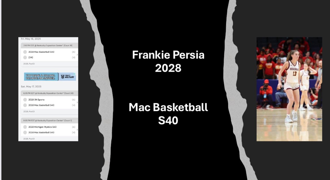 Shoregals Basketball (@shoregalsbball) on Twitter photo Good luck to <a href="/Frankiep2028/">Frankiepersia2028</a> and her <a href="/MacBasketballUA/">Mac Basketball</a> teammates at the Classic this weekend! Good luck to <a href="/Frankiep2028/">Frankiepersia2028</a> and her <a href="/MacBasketballUA/">Mac Basketball</a> teammates at the Classic this weekend!