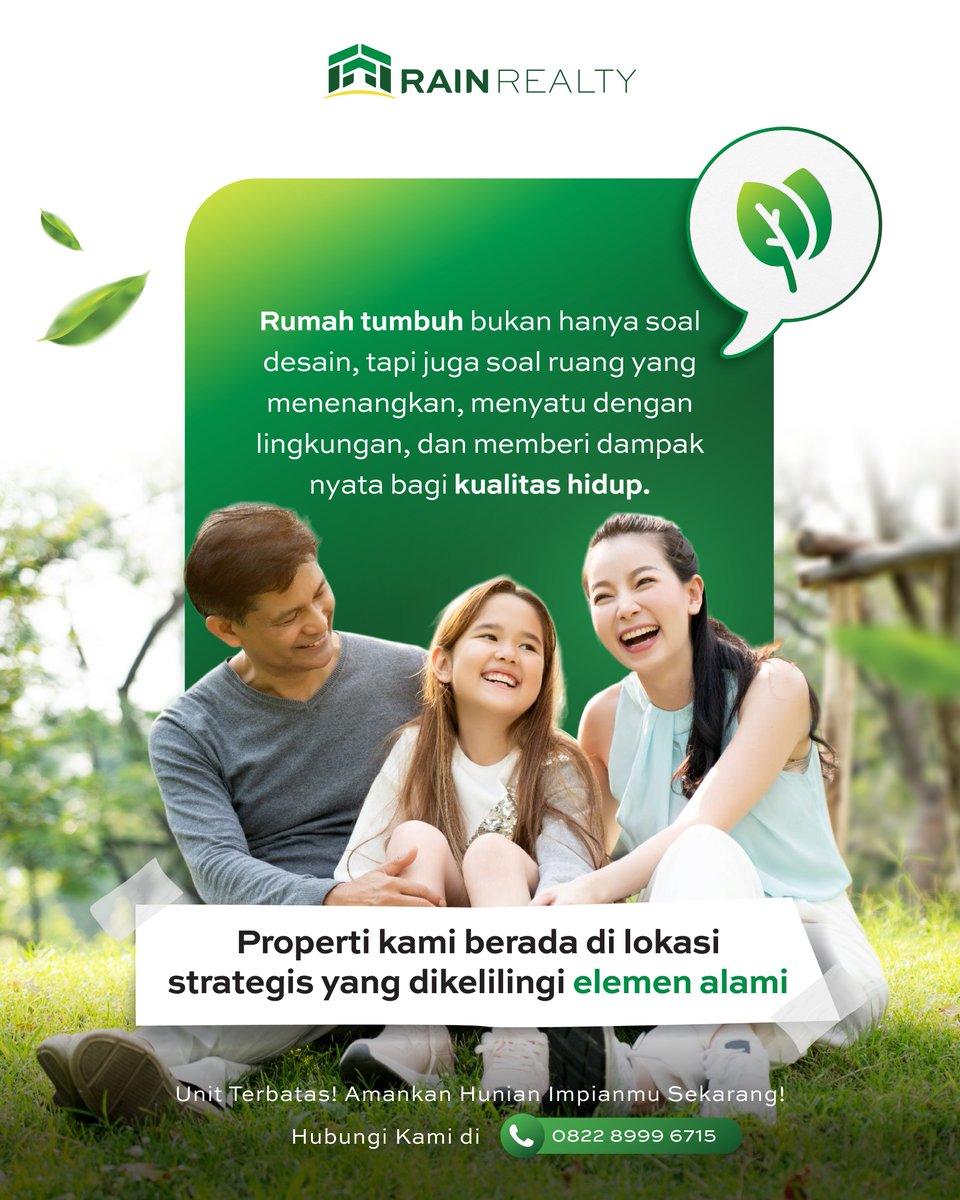 rainrealty_id's tweet photo. Kami percaya bahwa kedekatan dengan alam mampu menurunkan stres, meningkatkan kesejahteraan, dan menghadirkan hidup yang lebih seimbang

Properti di lokasi strategis yang dikelilingi elemen alami! https://t.co/1l38iq4MBF