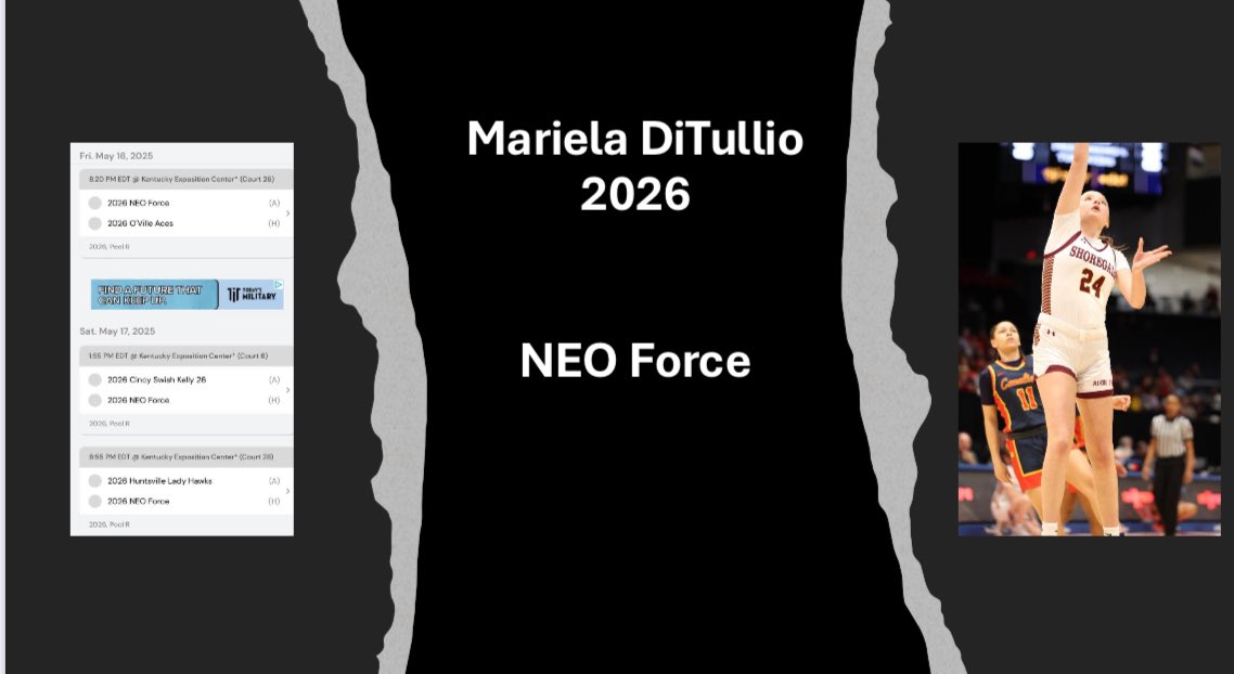 Shoregals Basketball (@shoregalsbball) on Twitter photo Good luck to <a href="/MarielaDiTullio/">Mariela DiTullio</a> and her <a href="/NEO_ForceBC/">NEO Force Basketball Club</a> teammates at the Classic this weekend! Good luck to <a href="/MarielaDiTullio/">Mariela DiTullio</a> and her <a href="/NEO_ForceBC/">NEO Force Basketball Club</a> teammates at the Classic this weekend!