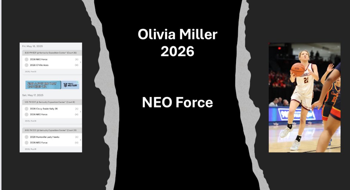 Shoregals Basketball (@shoregalsbball) on Twitter photo Good luck to <a href="/olivia_mill21/">Olivia Miller</a> and her <a href="/NEO_ForceBC/">NEO Force Basketball Club</a> teammates at the Classic this weekend! Good luck to <a href="/olivia_mill21/">Olivia Miller</a> and her <a href="/NEO_ForceBC/">NEO Force Basketball Club</a> teammates at the Classic this weekend!