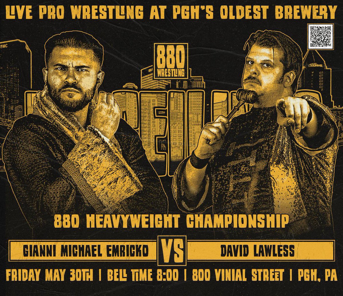 880 Wrestling (@880wrestling) on Twitter photo During last week’s episode David Lawless accepted Gianni Michael Emricko’s open challenge for the 880 championship at No Ceilings! This show happens LIVE at Penn Brewery on may 30th starting at 8pm! 🖼️<a href="/JPollsBeard/">Jack Pollock</a> During last week’s episode David Lawless accepted Gianni Michael Emricko’s open challenge for the 880 championship at No Ceilings! This show happens LIVE at Penn Brewery on may 30th starting at 8pm! 🖼️<a href="/JPollsBeard/">Jack Pollock</a>