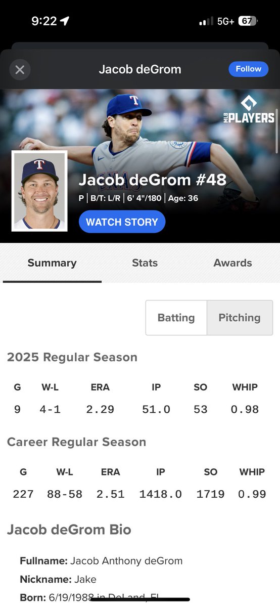 Streets saying Degrom back?