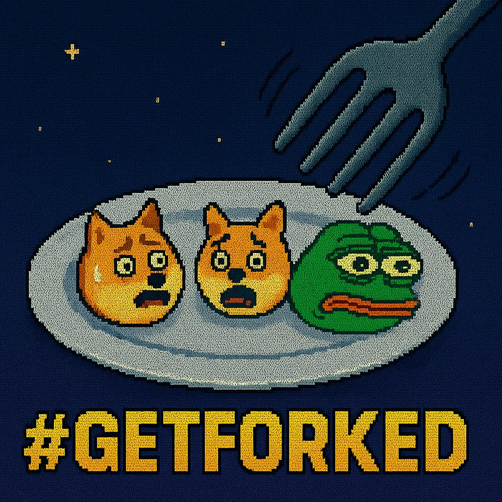 LordForklord's tweet photo. Calling all memecoin warriors:
First 20 degens to tell $DOGE, $SHIB & $PEPE followers to #GETFORKED get dropped a bag.
Post your proof. We’ll be watching.
Fork the memes. Fuel the future.
#GETFORKED #MemeCoin #Airdrop #CryptoTwitter #DOGE #SHIB #PEPE #FORKED https://t.co/y7PJW0TAzi