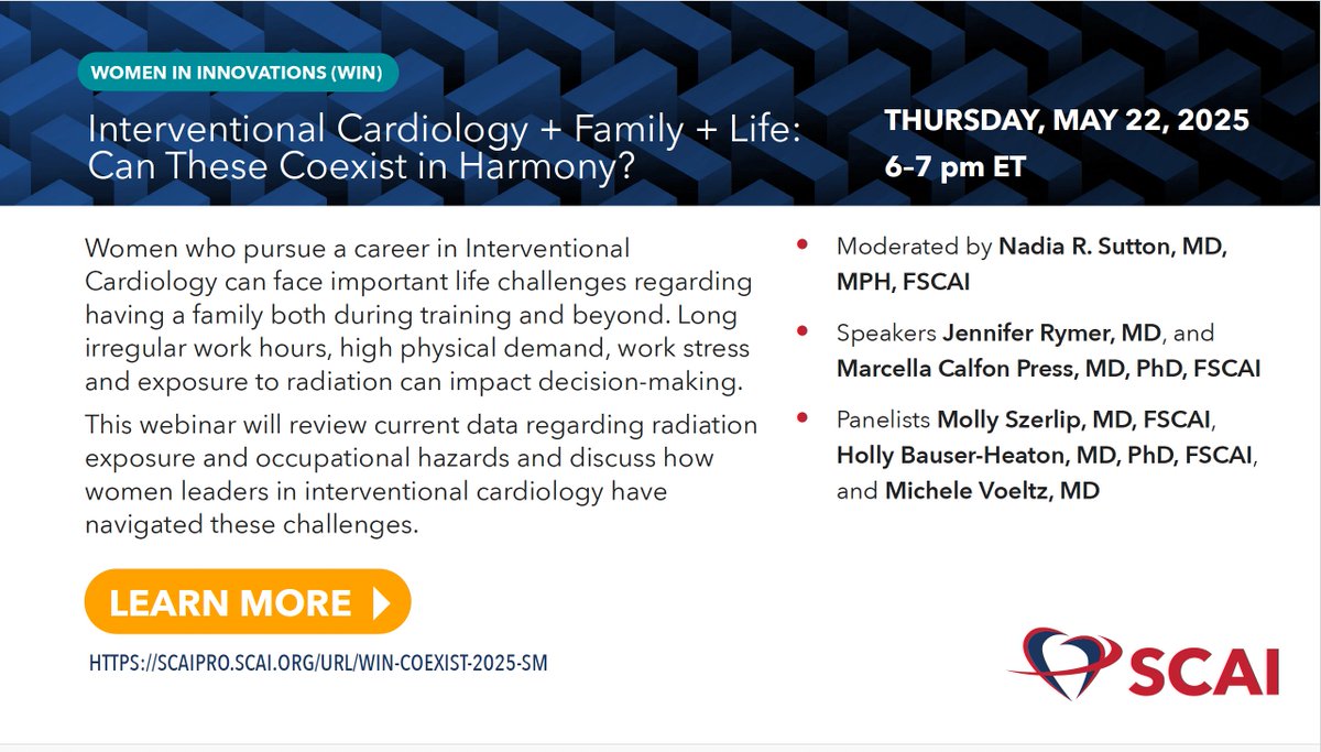 Nadia Sutton (@nadia_sutton) on Twitter photo Please join us for "Interventional Cardiology + Family + Life: Can These Coexist in Harmony?" on Thursday 5/22 at 6 PM EST! A <a href="/SCAI/">SCAI</a> -WIN webinar featuring @jennifer_rymer <a href="/mszerlip/">Molly Szerlip MD</a> <a href="/heartdocandcrew/">Michele Voeltz</a> <a href="/HollyBHMD/">Holly Bauser, MD PHD</a> <a href="/MCalfonPressMD/">Marcella Press MDPhD</a> Register here: scaipro.scai.org/Public/Catalog… Please join us for "Interventional Cardiology + Family + Life: Can These Coexist in Harmony?" on Thursday 5/22 at 6 PM EST! A <a href="/SCAI/">SCAI</a> -WIN webinar featuring @jennifer_rymer <a href="/mszerlip/">Molly Szerlip MD</a> <a href="/heartdocandcrew/">Michele Voeltz</a> <a href="/HollyBHMD/">Holly Bauser, MD PHD</a> <a href="/MCalfonPressMD/">Marcella Press MDPhD</a> Register here: scaipro.scai.org/Public/Catalog…