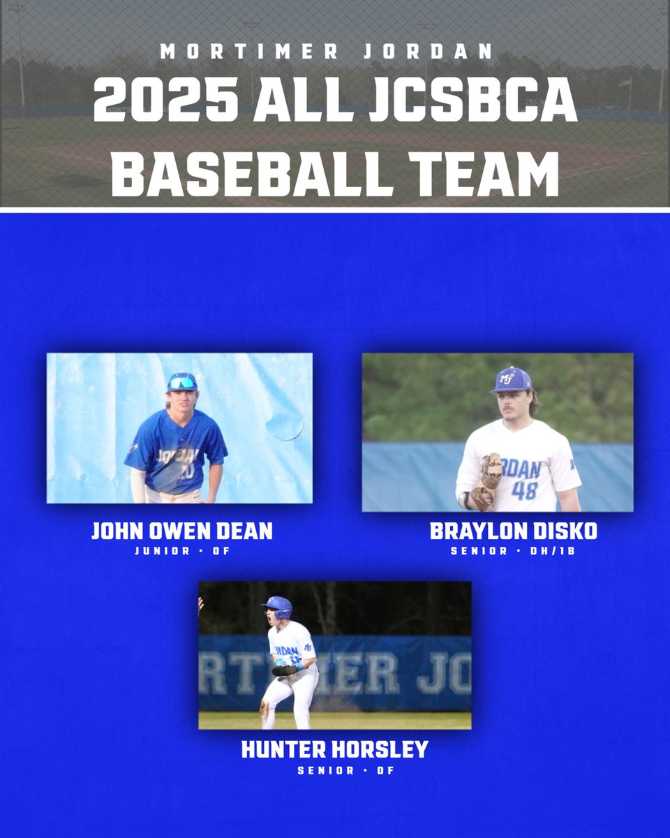 3 MJ Baseball Players were selected to the 2025 All Jefferson County Schools Baseball Coaches Association Team.  Congrats guys!