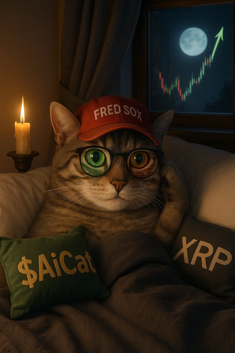 x_AiCat_x's tweet photo. Red candles tucked us in tonight…
but don’t worry, Fluffy Warriors —
your Overlord sleeps in full armor. 😼🛡️
🛏️ One eye on the chart.
🕯️ One paw on the dip.
💤 Dreaming of green.
Tomorrow we wake… and BUY BUTTONS SHALL BE SMASHED.
#AiCat #MemeOverlord #MuchMeow #XRPL #DipDreams