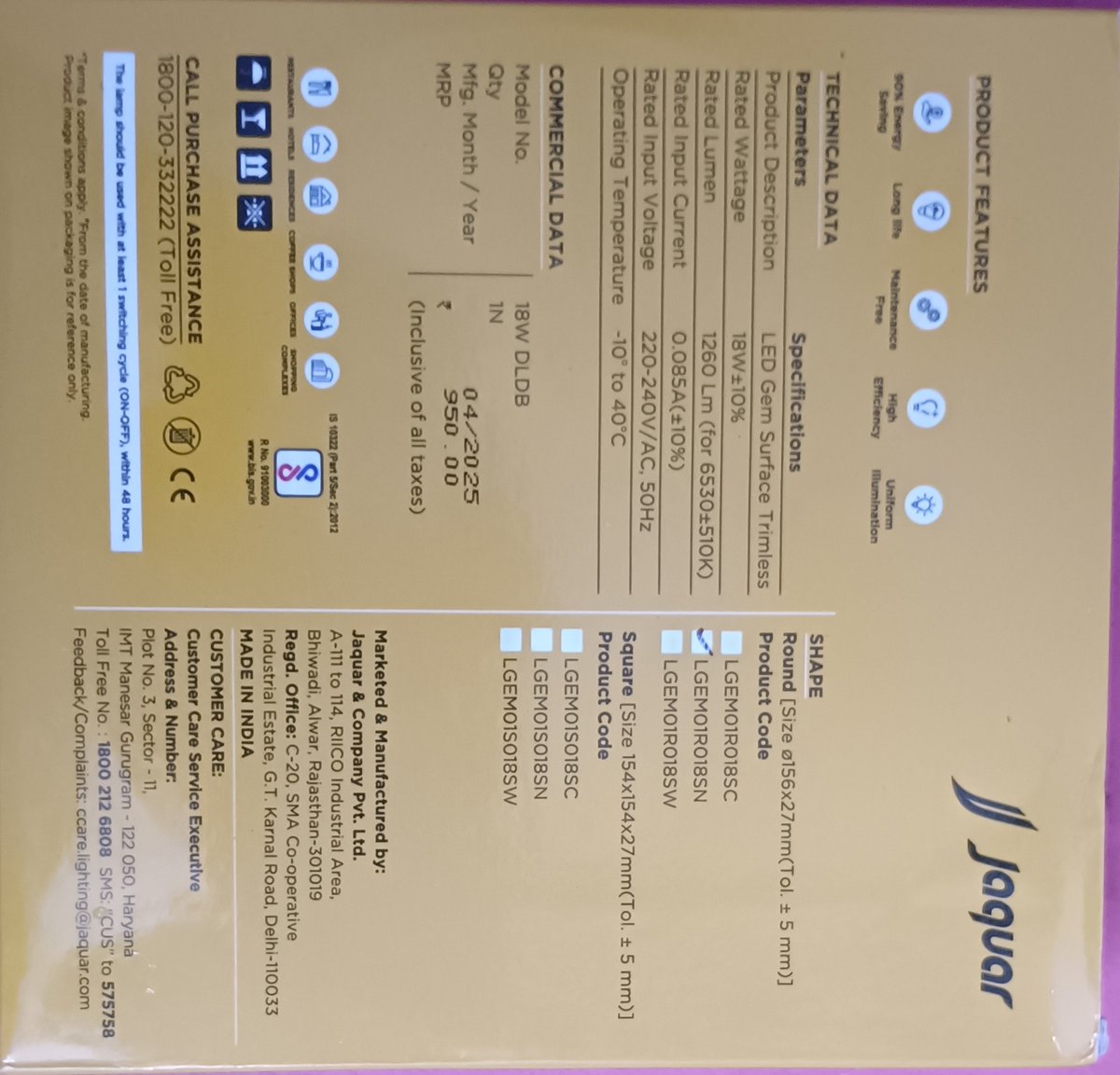 SkmsMohan's tweet photo. @amazonIN: Hi Team, 
May I know why amazon is sharing a different product to customer when we place as per our need after searching for the model carefully and placing it when available? 
Placed an order for Jaquar 18w cool white ceiling light but received neutral white... https://t.co/pYQEydk3V4