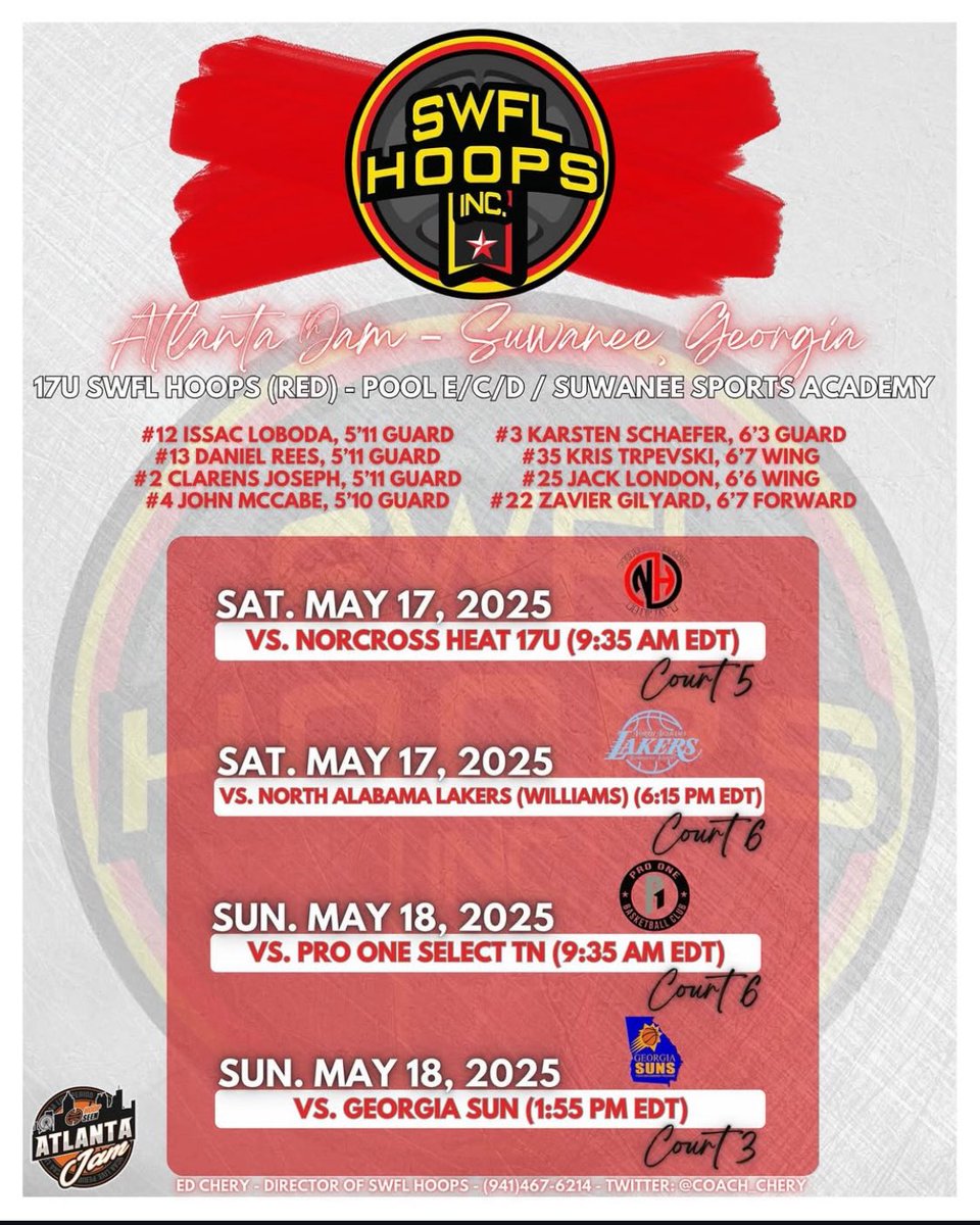 This is my schedule this week for the Atlanta JAM!!!