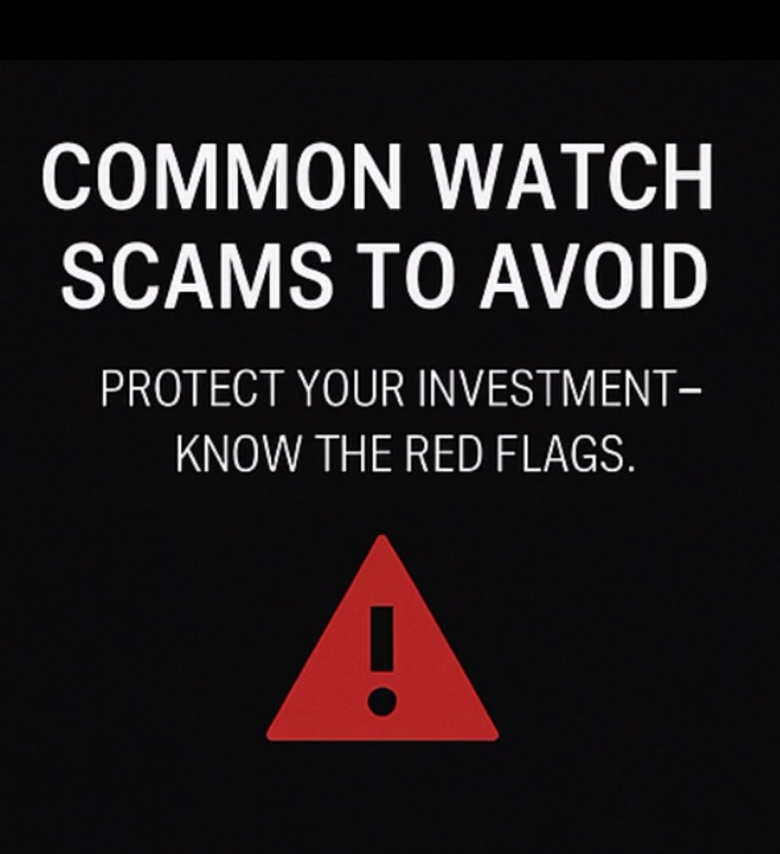 Beyond_Bezels's tweet image. 🎥 COMMON SCAMS TO AVOID

These red flags will save you thousands.

#LuxuryWatchTips #WatchScams #TrustedSellersOnly #WatchCollectorsCommunity #WatchBuyersGuide #BeyondBezels #LuxuryWatchMarket #WatchSafetyTips #NoFakesHere #WatchEducation #LuxuryWatchAlert #CollectorsUnite