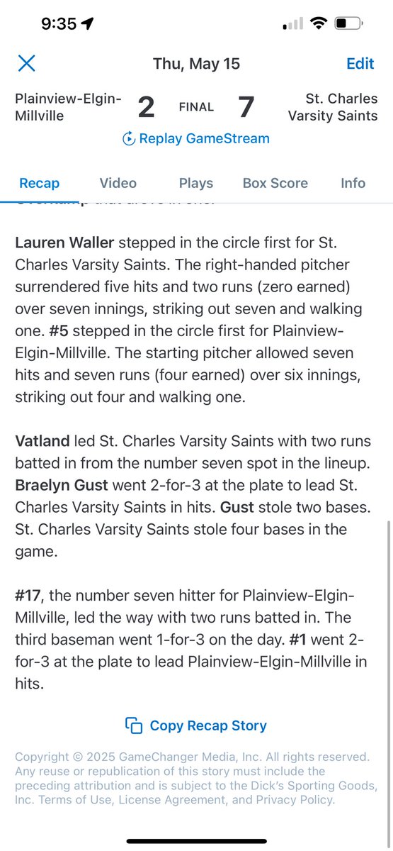St. Charles Saints Softball tweet media